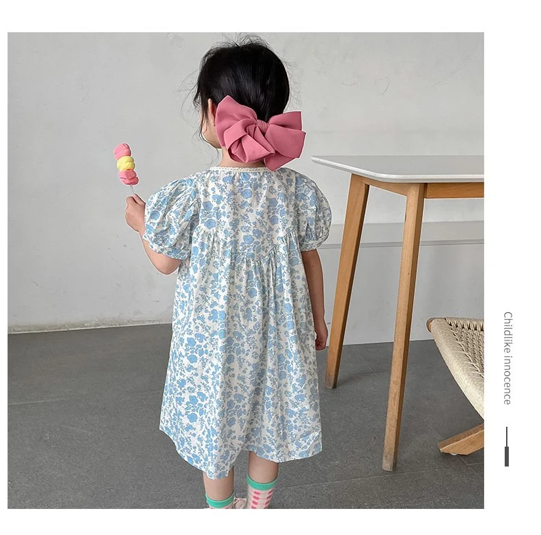 Fresh Floral Girls Dress Summer New Lace Children's Dress Baby Clothes