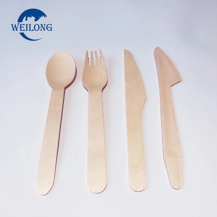 Biodegradable Disposable High Quality Food Recyclable Knife Classic Wooden Fork