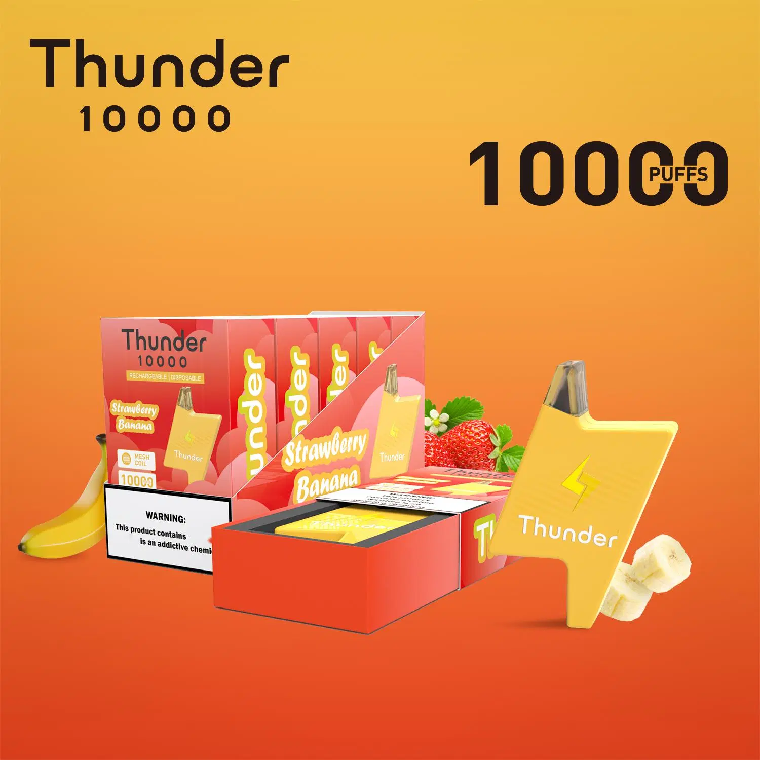 Caixa de novo estilo Vape 100% original Thunder 10000 - tubos descartáveis E cigarros Kit de canetas de fita de bobina de malha Vape vs Randm Tornado Box 10000 puffs 12K Mrvi Bang King