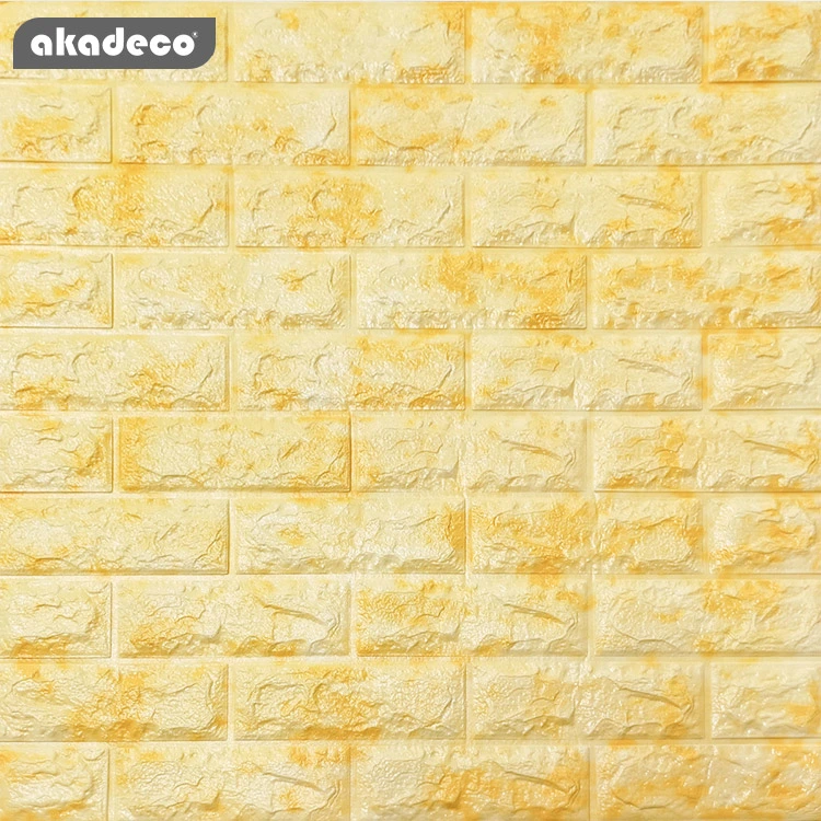 Akadeco Factory Direct Selling Yellow Brick Industrial Wind Simple Self Adhesive Easy to Erase Anti-Fouling Bedroom Simulation 5mm Decorative Wall Paper