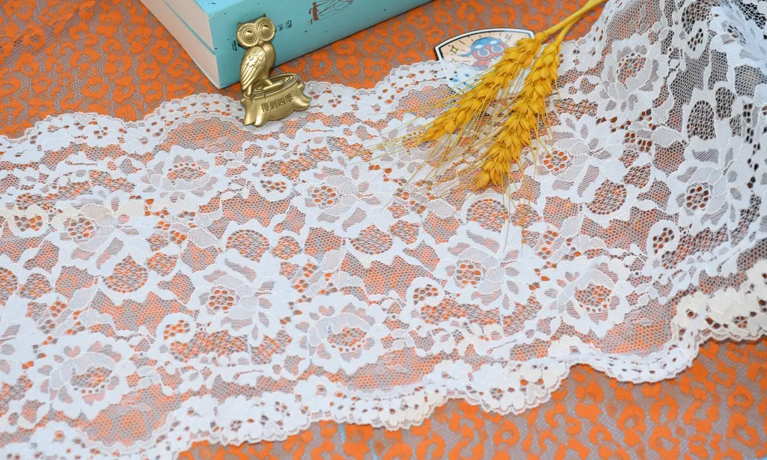 Nylon Stretch Elastic Lace Trim Fabric for Wedding Evening Dress Skirt