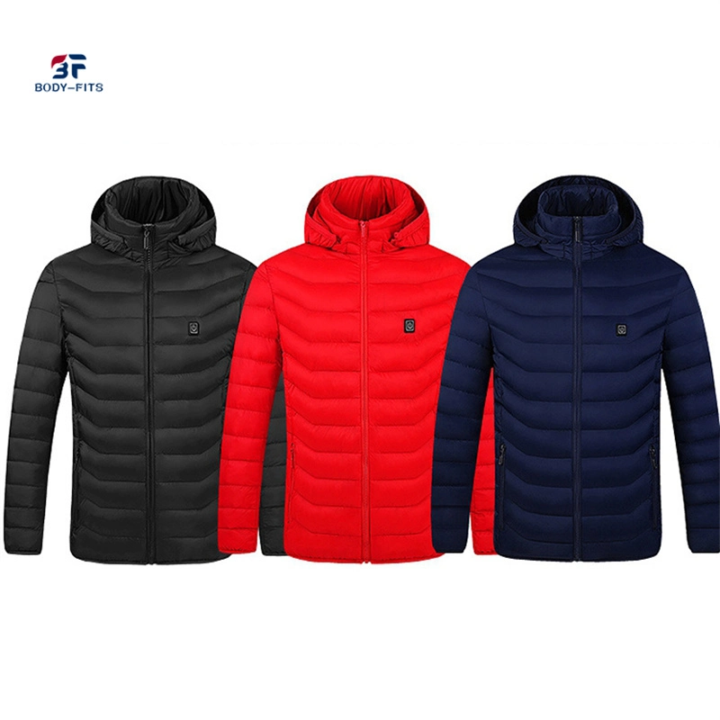 OEM Winter Men Warm Coat Outdoor Jacket Rechargeable Hooded Heated Jacket Electric Heating Jacket