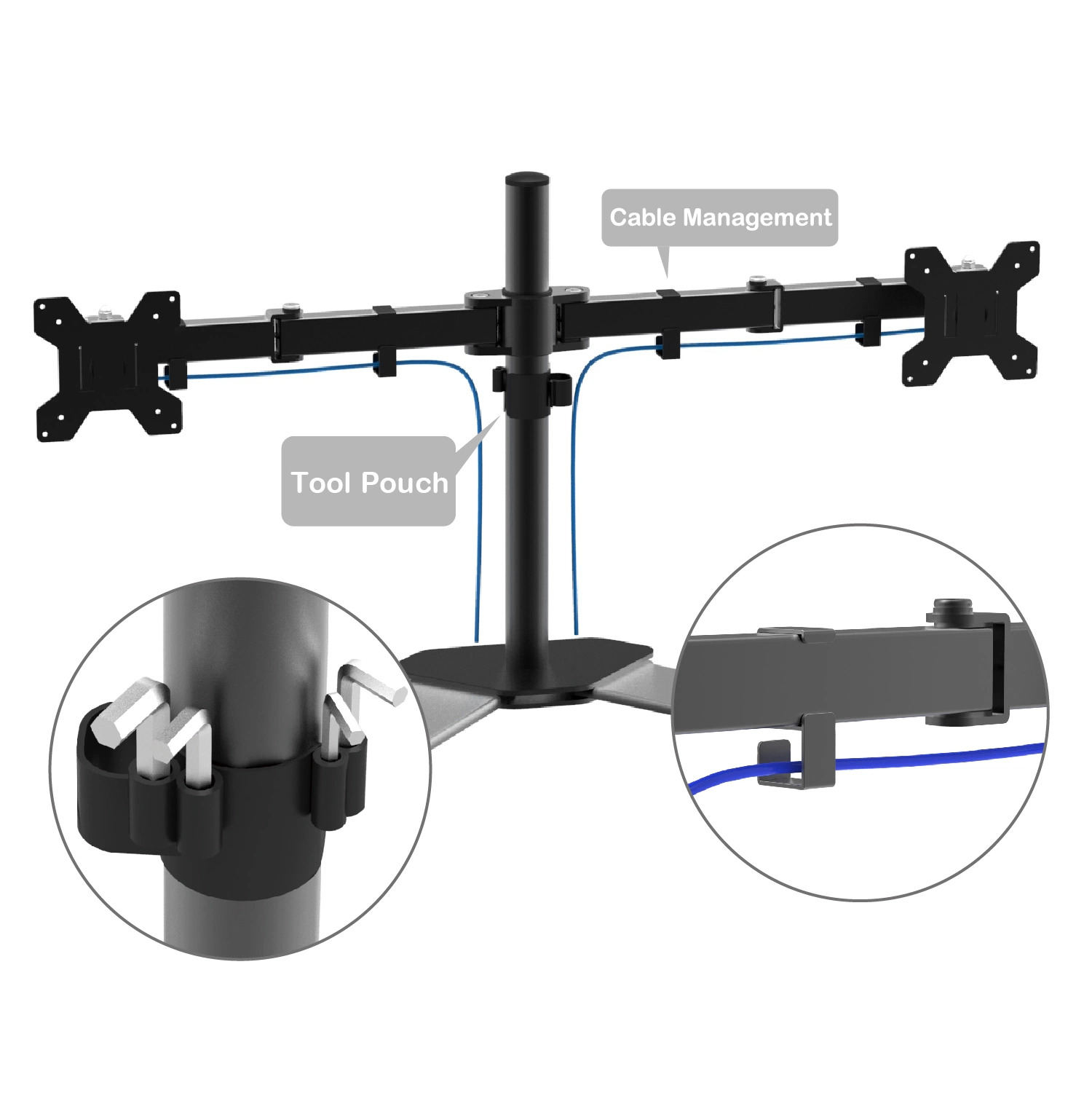 Charmount Adjustable Flexible Multi Computer LCD LED Vesa Dual Monitor Stand Mount Bracket