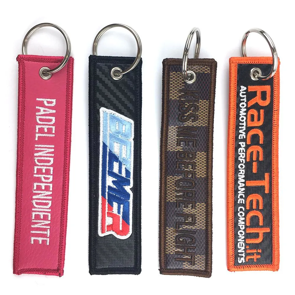 Customized High Quality Embroidery Keychain Flight Textile Keyring