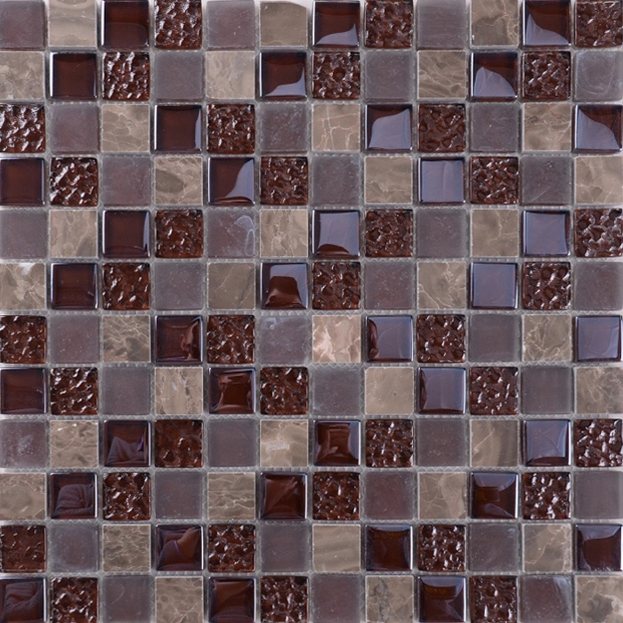 France Style Colour Mixture Rustic Stone Glass Mosaic Floor Tile