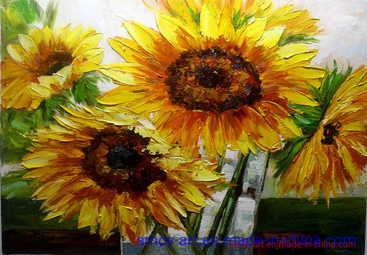 Handmade Sunflower Canvas Oil Paintings for Home Decor