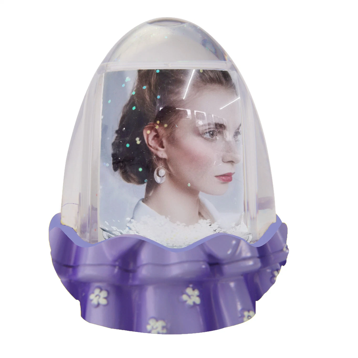 Easter Egg Photo Snow Globe Egg Shape Water Dome with Silver Base