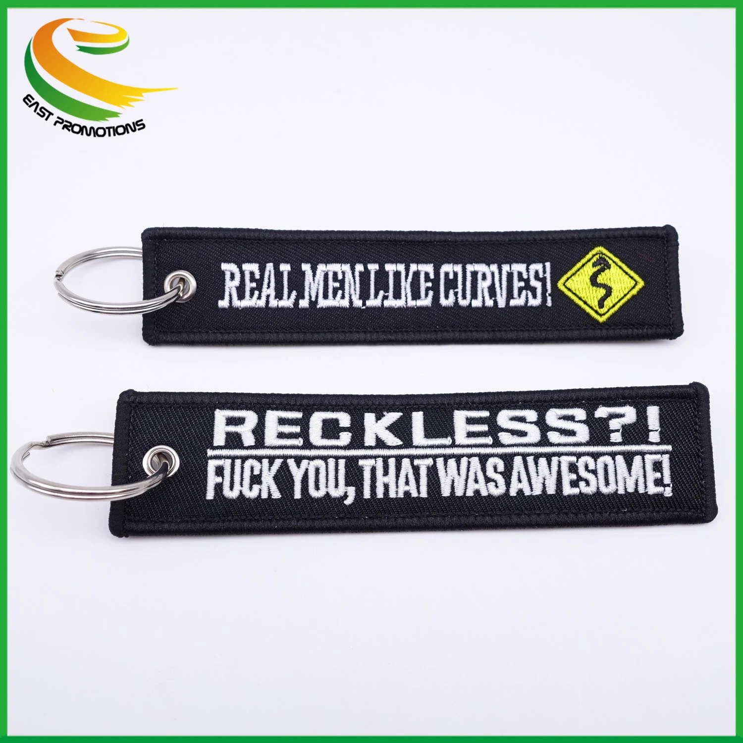 Custom Personalized Brand Name Logo Embroidery Fabric Key Tag Keychain