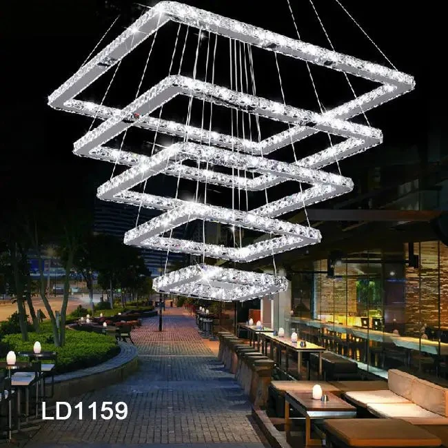 Konig Lighting China Wood Bead and Crystal Chandelier Suppliers New Design Stainless Steel LED Hanging Lights Luxury Crystal Chandeliers Pendant Lights