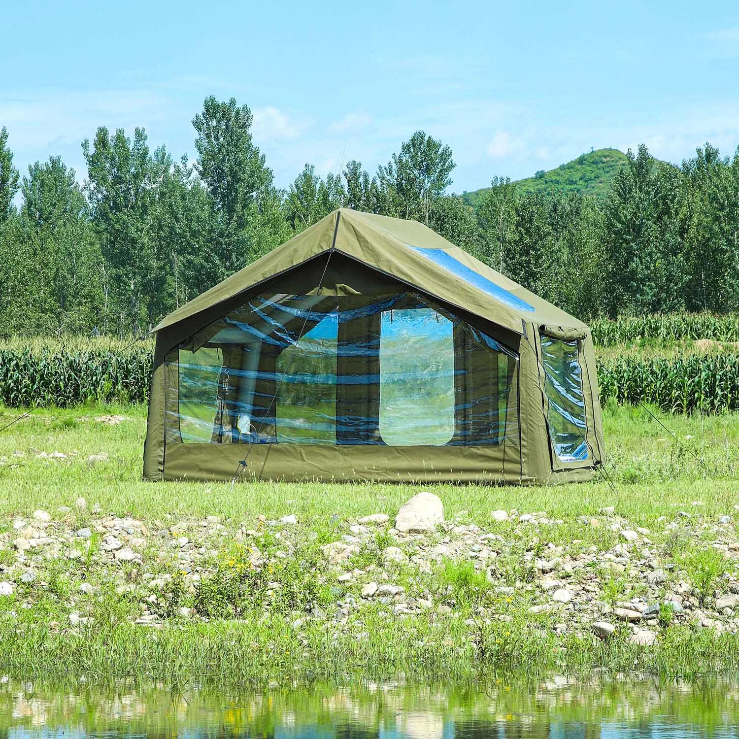 9m2 Polyester Cotton Canvas Fireproof King Army Style Infltable Tent Inflatable Air Tent