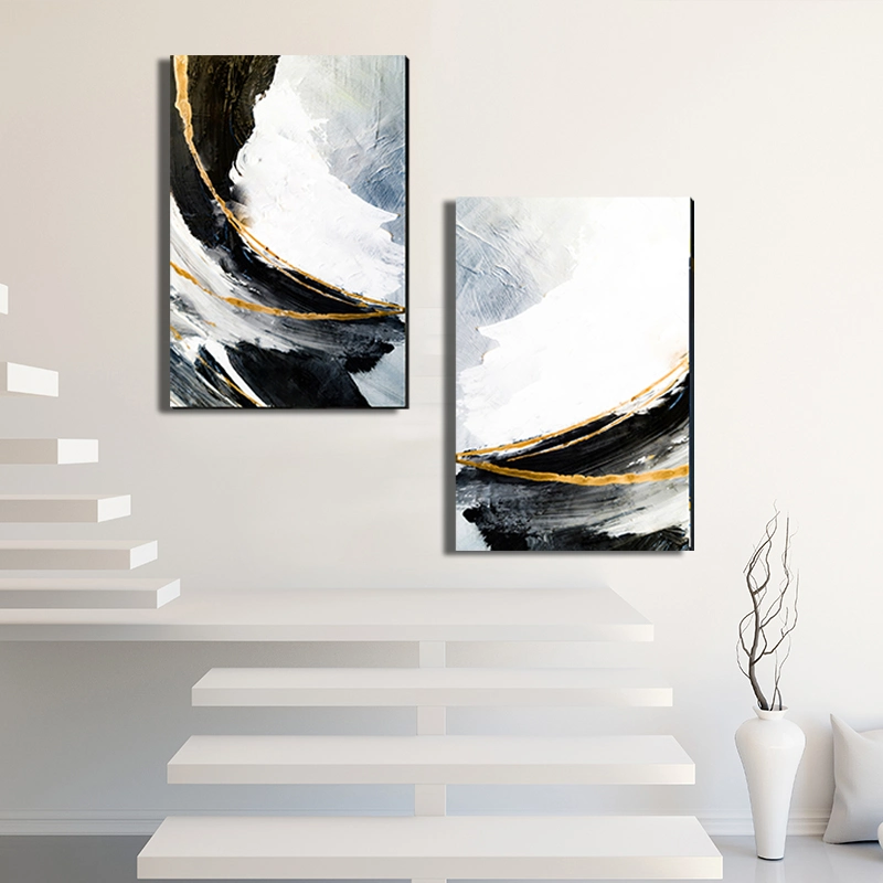 Oil Painting Canvas Wall Art Luxury Golden Home Decoration Modern Abstract Hand Painted Frame Picture Artistic Aesthetic