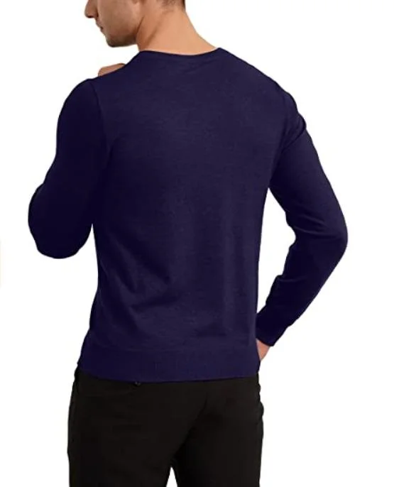 Casual Slim V Neck Pullover Long Sleeve Winter Cotton Sweaters for Men