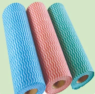 Pâte de bois polyester Laminateds Spunlace non tissé tissu, Wave Line matériaux pour le nettoyage de la cuisine, nettoyage de ménage, essuie-glace civil