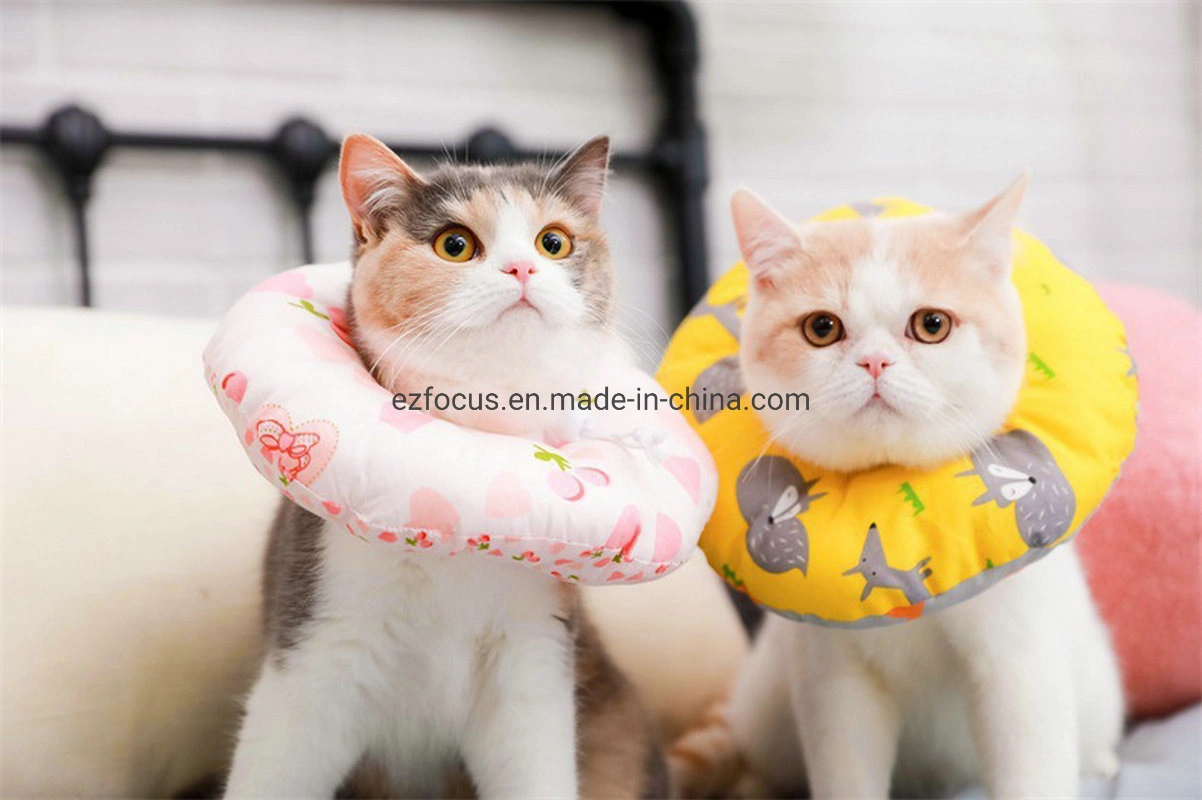 Pet Neck Pillow Adjustable Comfy Cone Soft Recovery Protective E-Collar Post Surgery Stress-Free Collar From Surgery Wound Healing for Cats Wbb12544