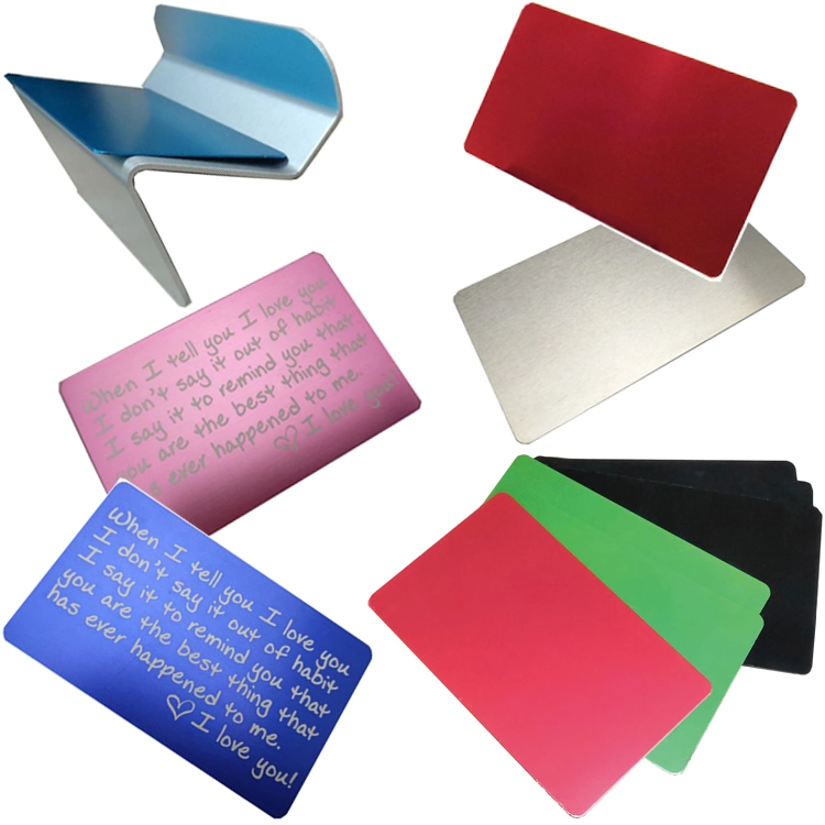 Customize Laser Engraving Aluminum Stainless Steel 3.5 Inch by 2 Inch Metal Gift Card