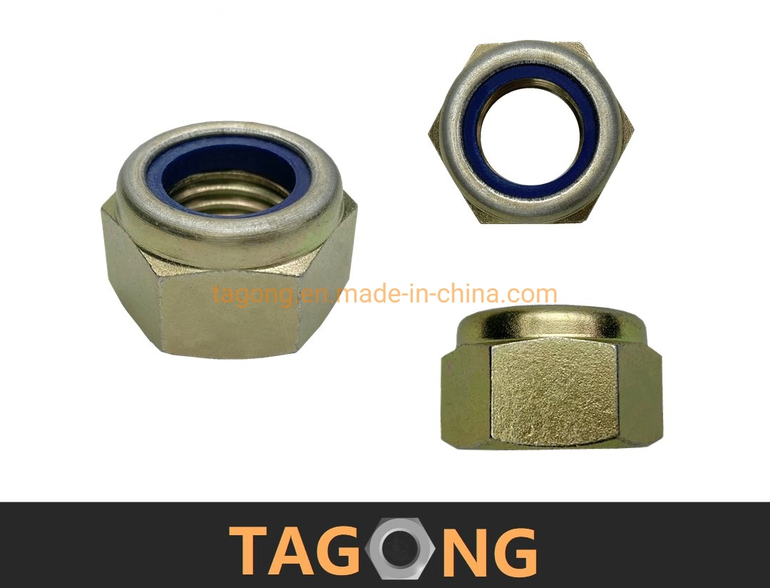 Yellow Zinc Class 8 M30 DIN6924 Blue Ring Hex Nylon Insert Nuts