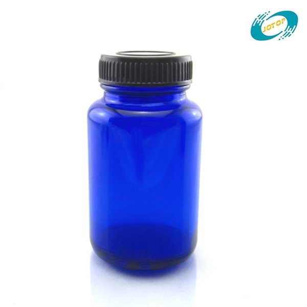 100ml Blue botellas de vidrio de boca ancha