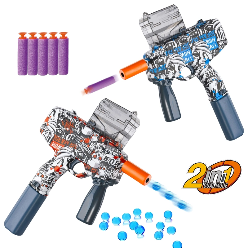 Children Indoor Outdoor 2-in-1 Shooting Modes Soft Bullet Blaster Gun Plastic Electric Water Shooting Gun Toys for Kids