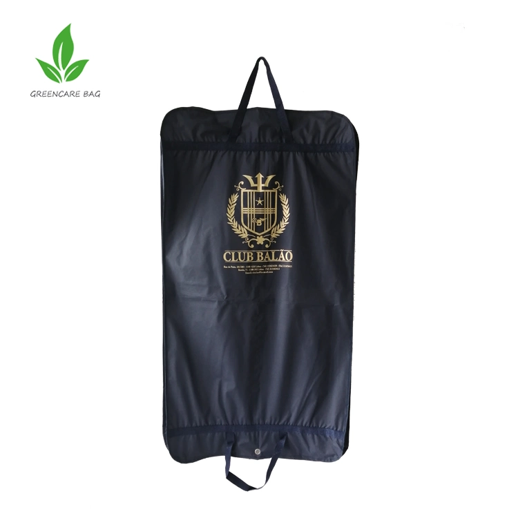 Eco-Friendly Custom Printed Black 420d Polyester Garment Bag Breathable Suit Cover Bag