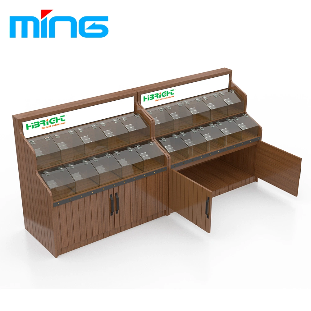 Supermarket Custom Wooden Display Rack with Plastic Box for Store