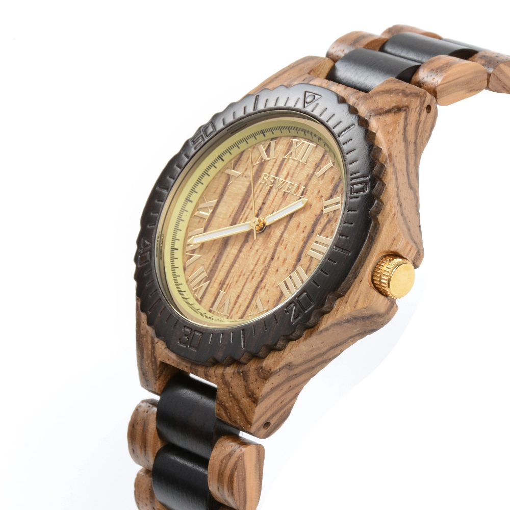 2021 éco-friendly Bewell dernière en bois hommes Wrist montres étiquette privée Montres Quartz bicolores pour hommes