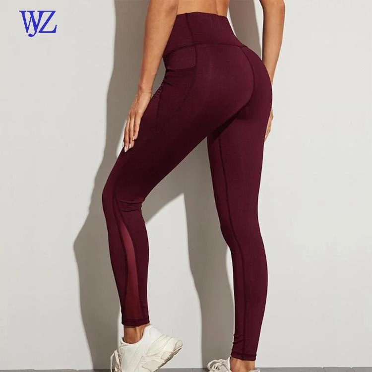 Leggings de sport taille haute pour femmes avec 2 poches latérales, pantalons de yoga à contrôle du ventre et non transparents.