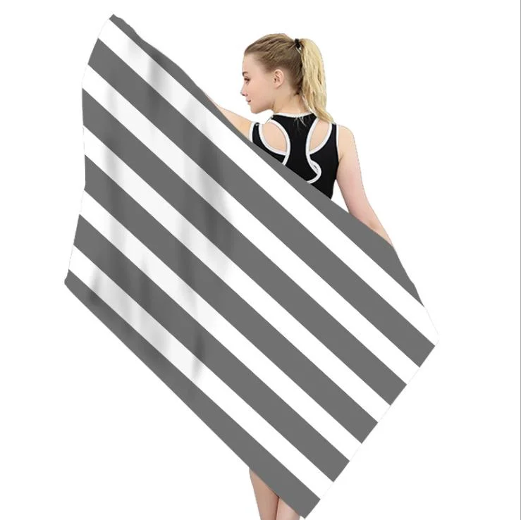 Quick Dry Fashion Striped Solid Color Microfiber Beach Towel Customized Comfortable Beach Towel