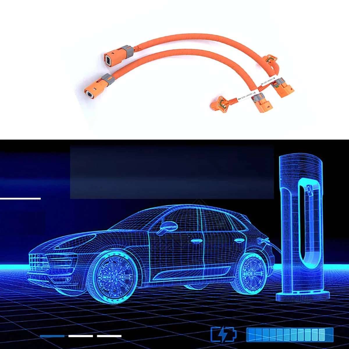 New Energy Electric Vehicle Wire Harness High-Voltage Power Cable Battery Cable AC1000V DC1500V High Voltage EV Cable High Voltage Assembly