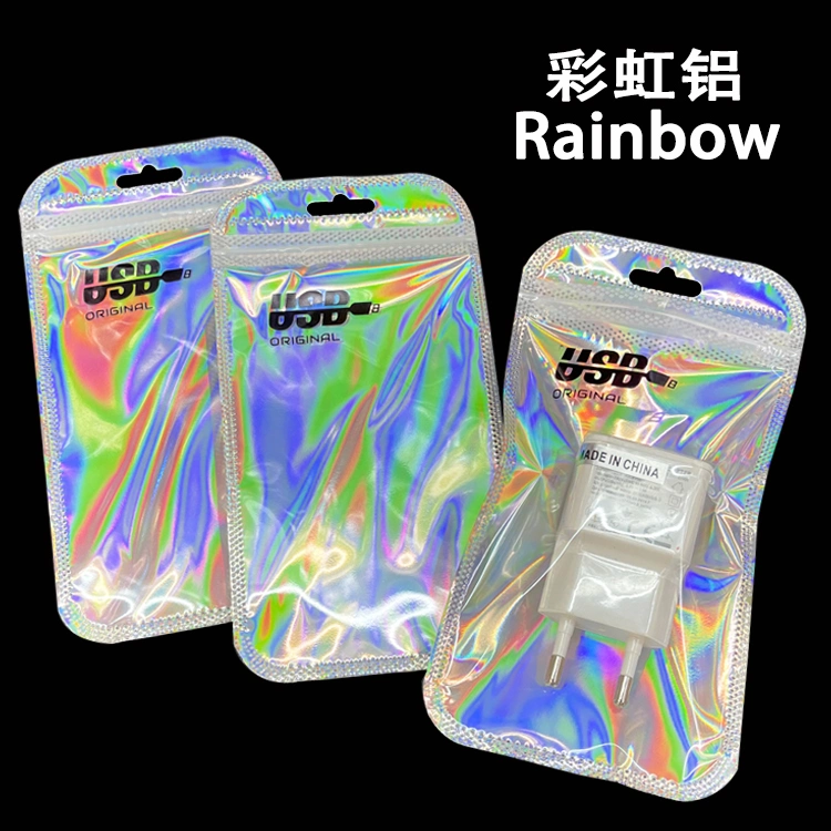 8.5*16 USB Cable Charger Packaging Bag Rainbow Zipper Bag