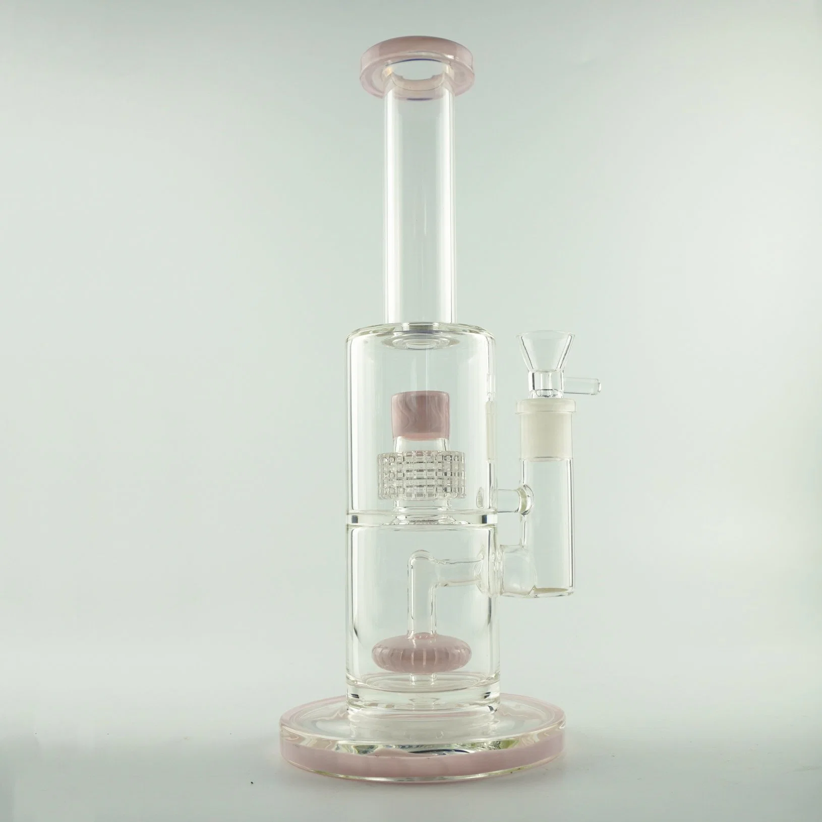 Precioso rosa recto de vidrio conjunto de humo tubería de agua