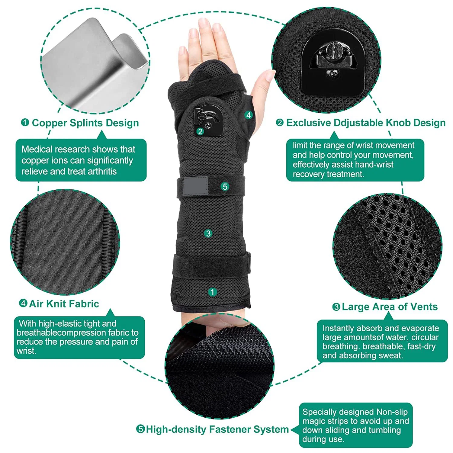 Wrist Brace Support Hand Left Right Carpal Tunnel Men Women Night Sleep Pack, Adjustable Strap for Arthritis Athletic Sprain