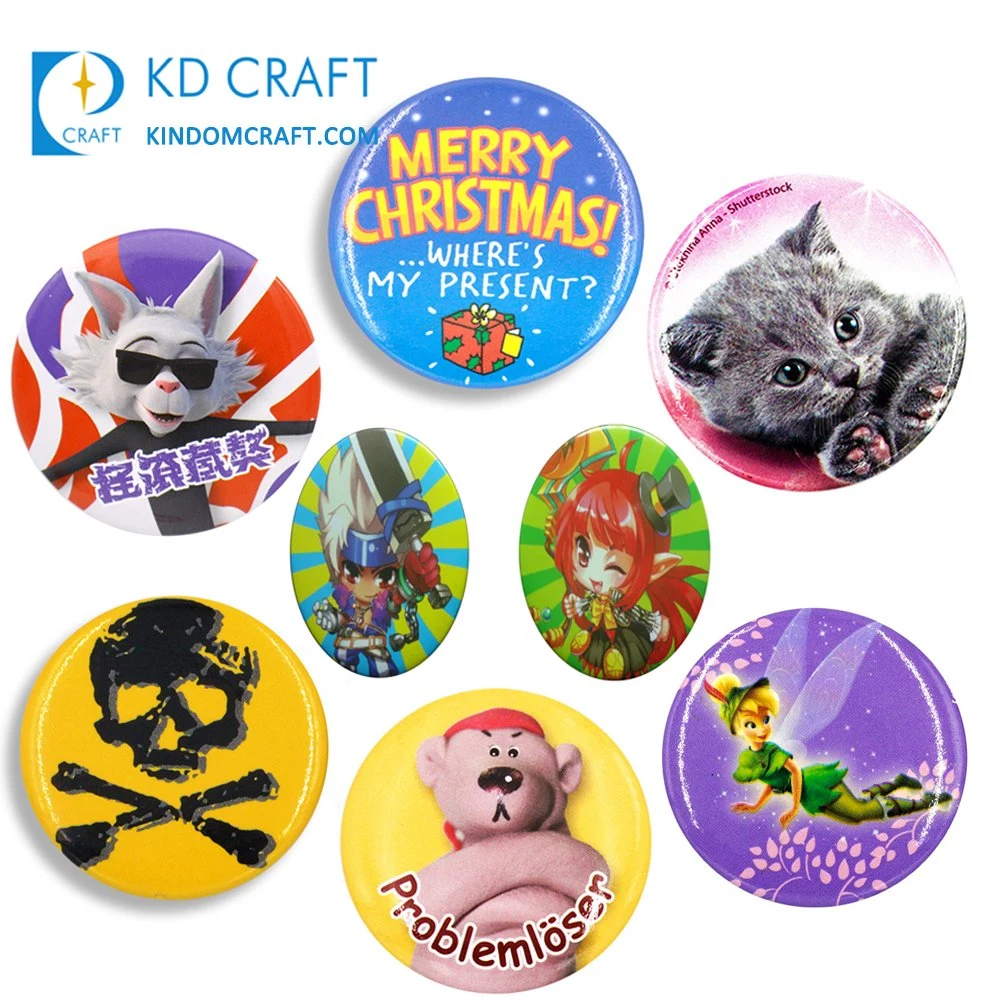 China Cheap Customized New Promotional Plastic Printed Tin Button Badge with Safety Pin