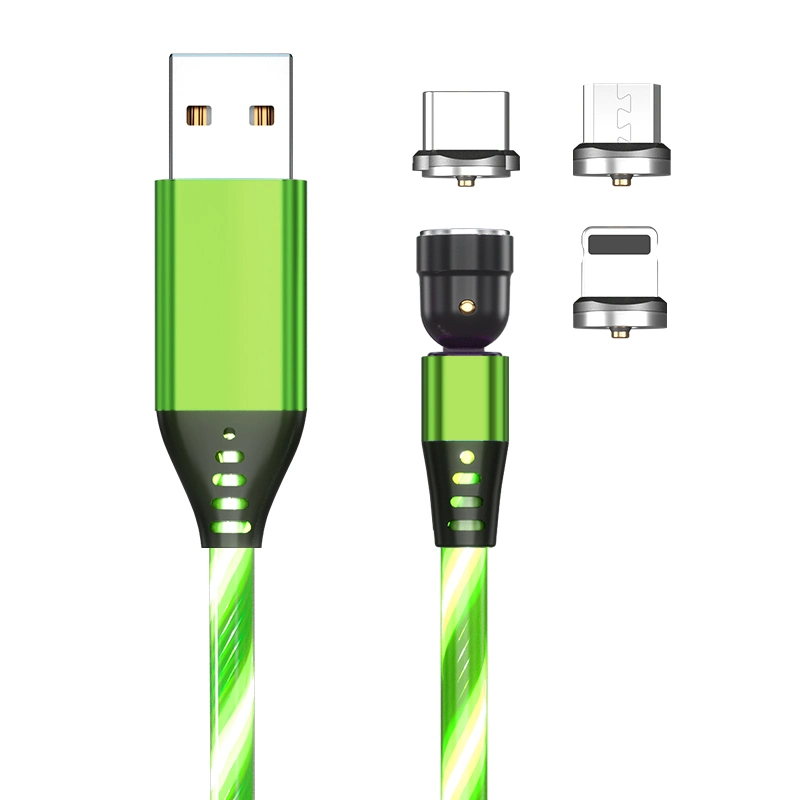 Magnetic Fast Charging USB Cable Flowing Light Phone Accessories Cable USB LED Luminous Micro Lighting Data Cable