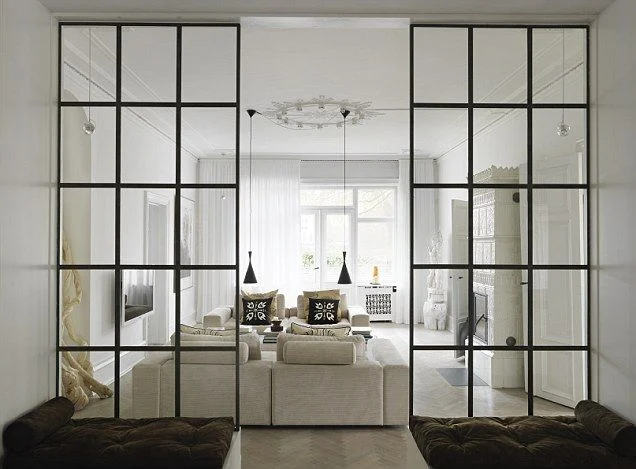 Prima Factory Luxury Modern Slim Frame Sliding Door with Tempered Glass for Living Room Furniture