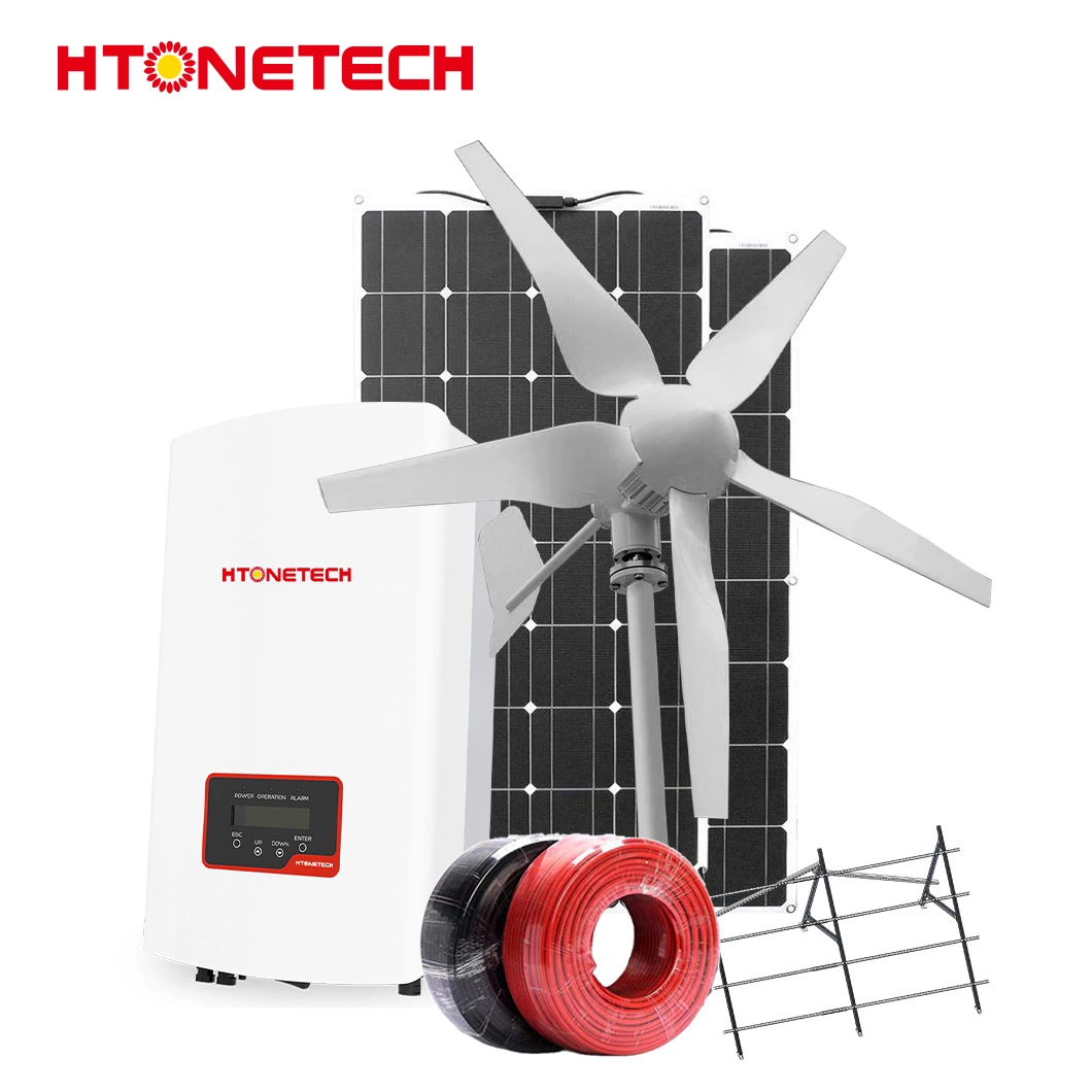 Htonetech China Flexible Solar Panel Wholesale/Supplierrs 300W 3000W 50kw Solar Power System with 120 Volt Wind Generator