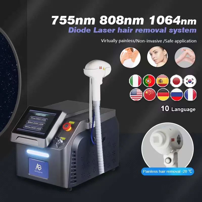 Professionnel portable Ice Cooling rapide indolore 808 Diode laser cheveux Machine de dépose