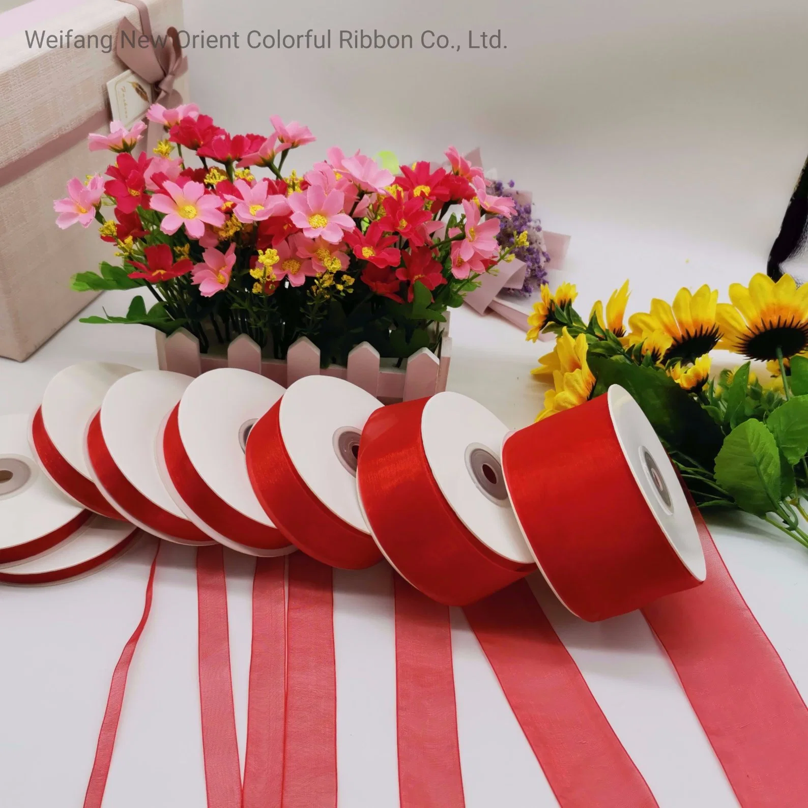 Red Ribbon Organza Factory Hot Sale Decorating Festival