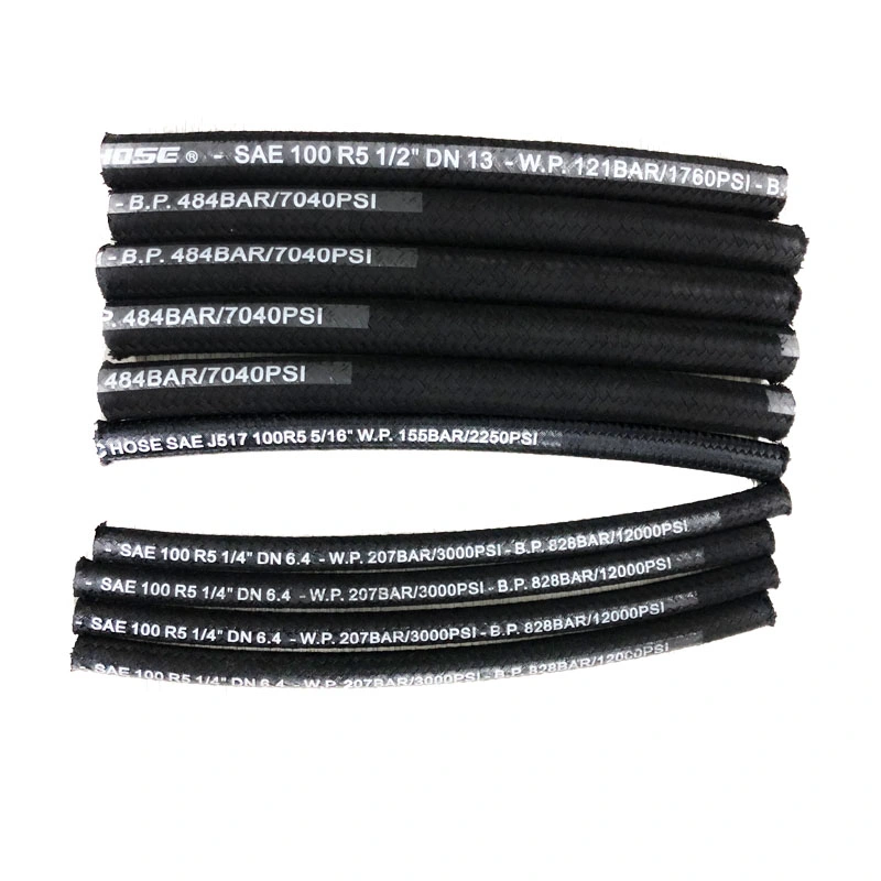 Oil Resistant Nylon Cotton Braid Rubber Hydraulic Hose SAE100 R5 Pipe