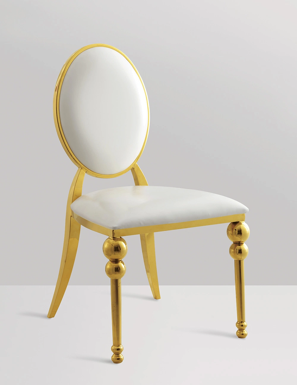 Hotel Furniture Gold empilhável aço inoxidável Round Back PU Restaurante Cadeiras para banquetes