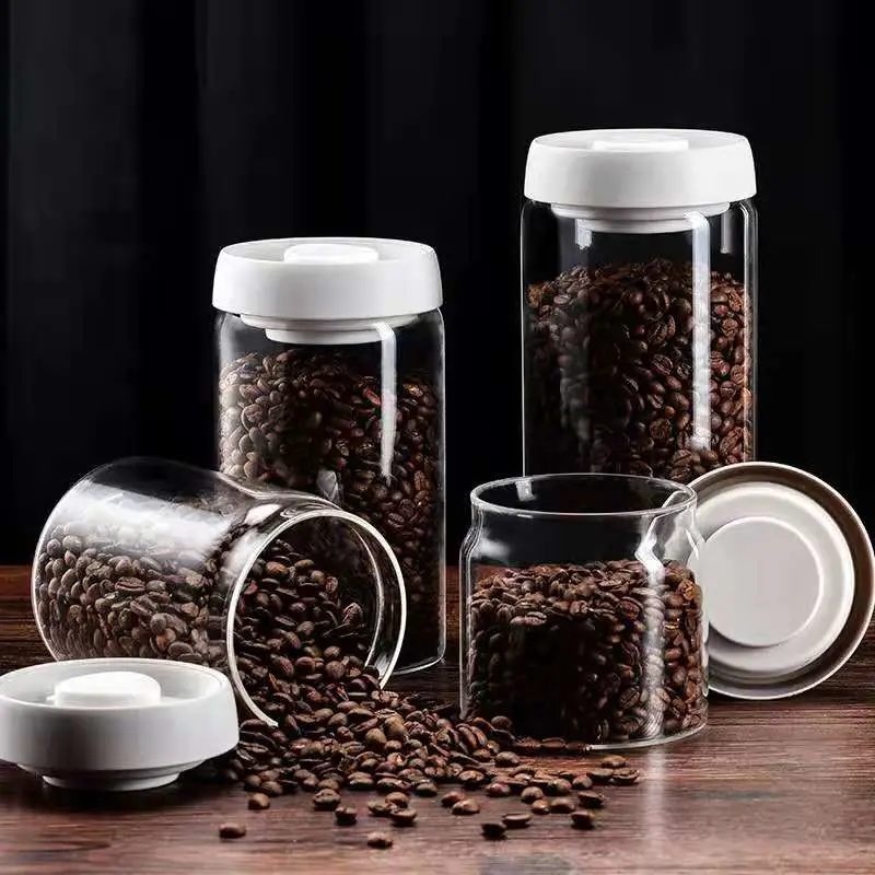 2200ml 1600ml Café almacenamiento de granos de café vidrio botella Utensilios de cocina vaso Jar