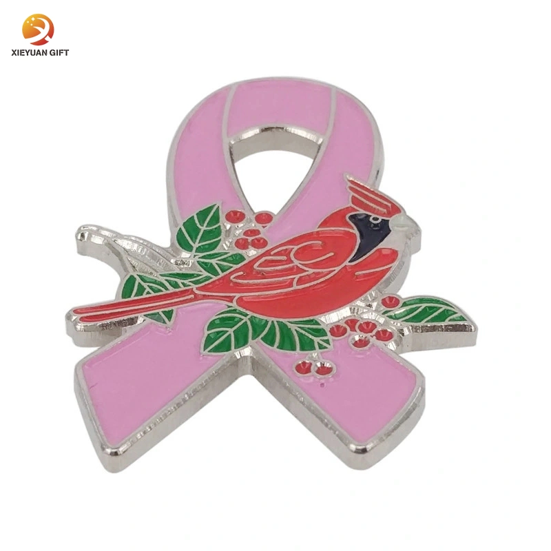 Custom Logo Magpie Ribborn Pink Colors Metal Cartoon Anime Brooch Clothes Soft Hard Enamel Badge Lapel Pin