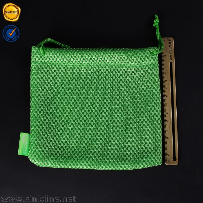 Sinicline Green Mesh Custom Earphone Drawstring Bag