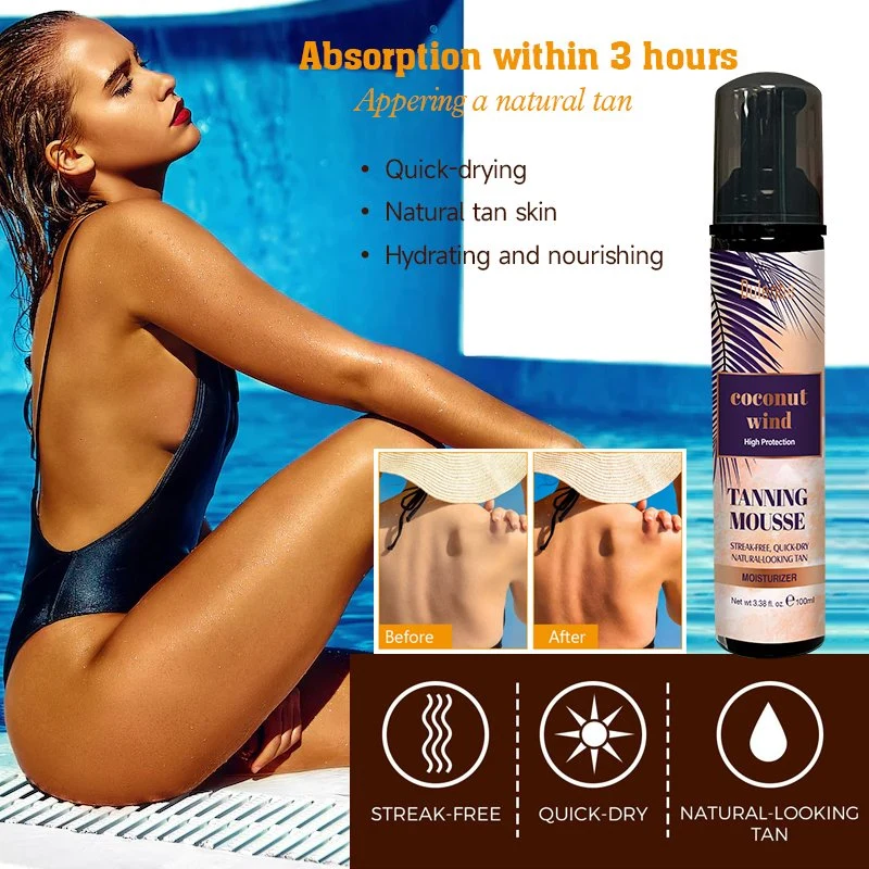 Your Private Label Sunless Organic Face Body Deep Self-Tanning Mousse Brown Sun Protection Moisturizing Ultra Dark Tanning Foam