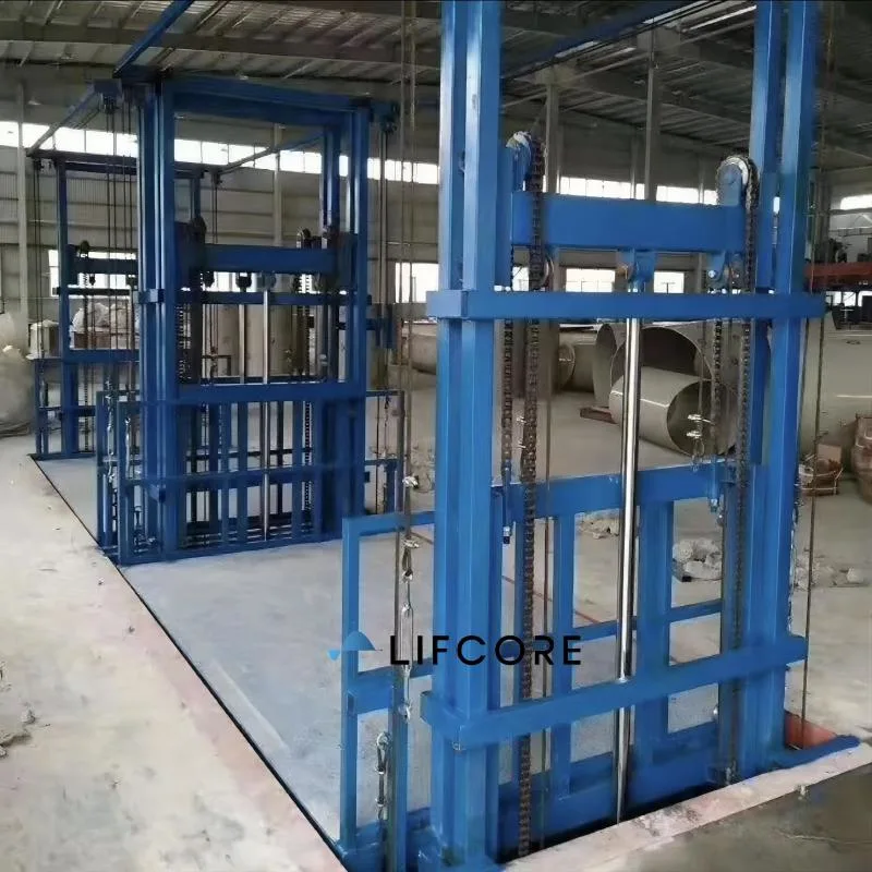 Lifcore Electric Guide Rail Platform Vertical Goods Lift Warehouse Hydraulic Cargo Elevator