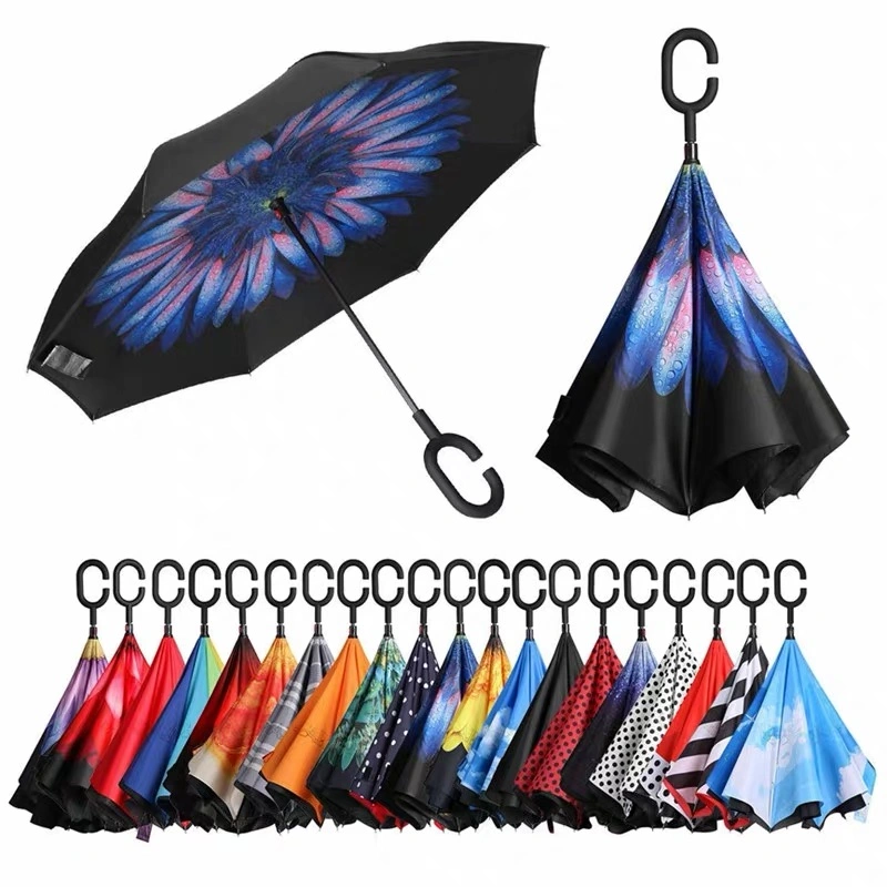 C Shape Handle Custom Logo Promotion Reverse Umbrella