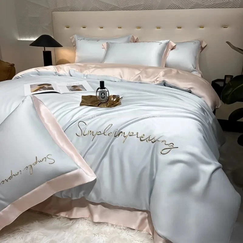 China's Excellent Sales Volume Silk Bedding Set Sheet Quilt Large Fit 4-Piece Set Textile