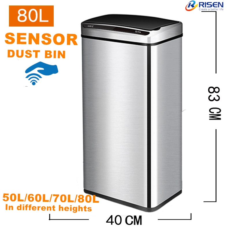 Sensor Garbage Can Automatic Trash Rubbish Bin with Stainless Steel Touch Free