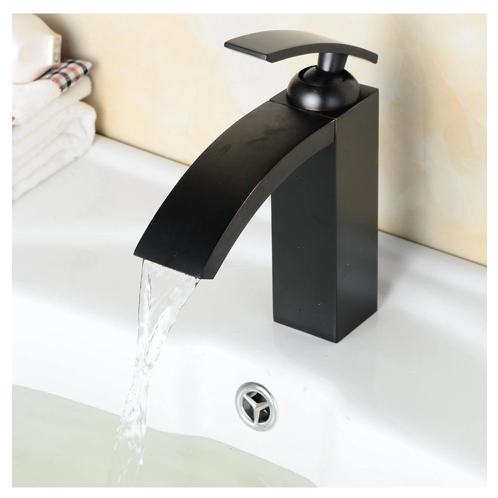 Single Handle Black Waterfall Lavatory Mixer