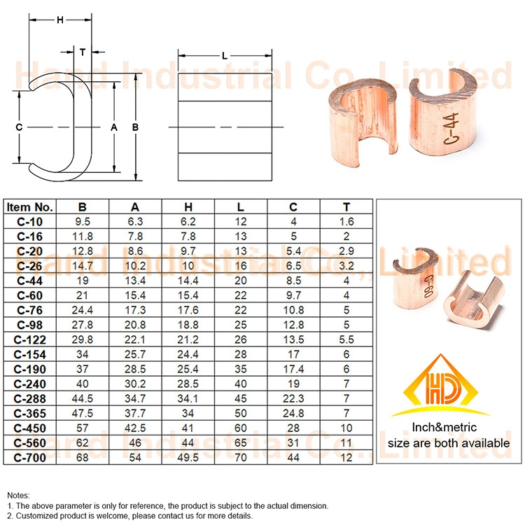 Wuxi Hanjie Standard und Customized Kupfer C Typ Mc Typ Kabelstecker Für Druck-Crimpklammern