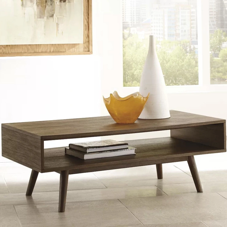 Elegantes Muebles de acento de color Robles moderna mesa de café con la pierna de madera